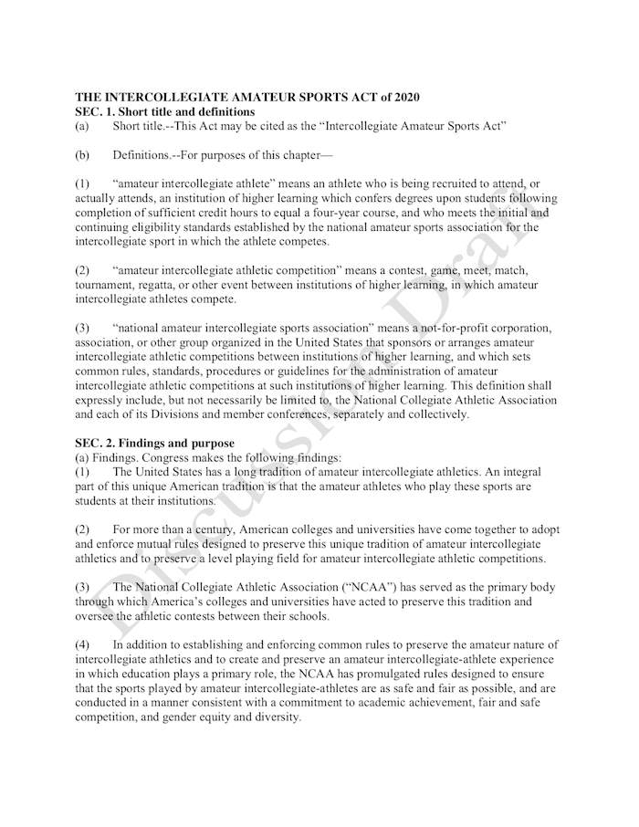 NCAA NIL Draft Language